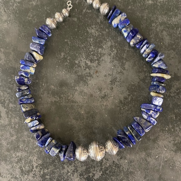 Hand Crafted Unique Earth One of a Kind Lapis Lazuli & Sterling Silver Choker - Picture 2 of 5